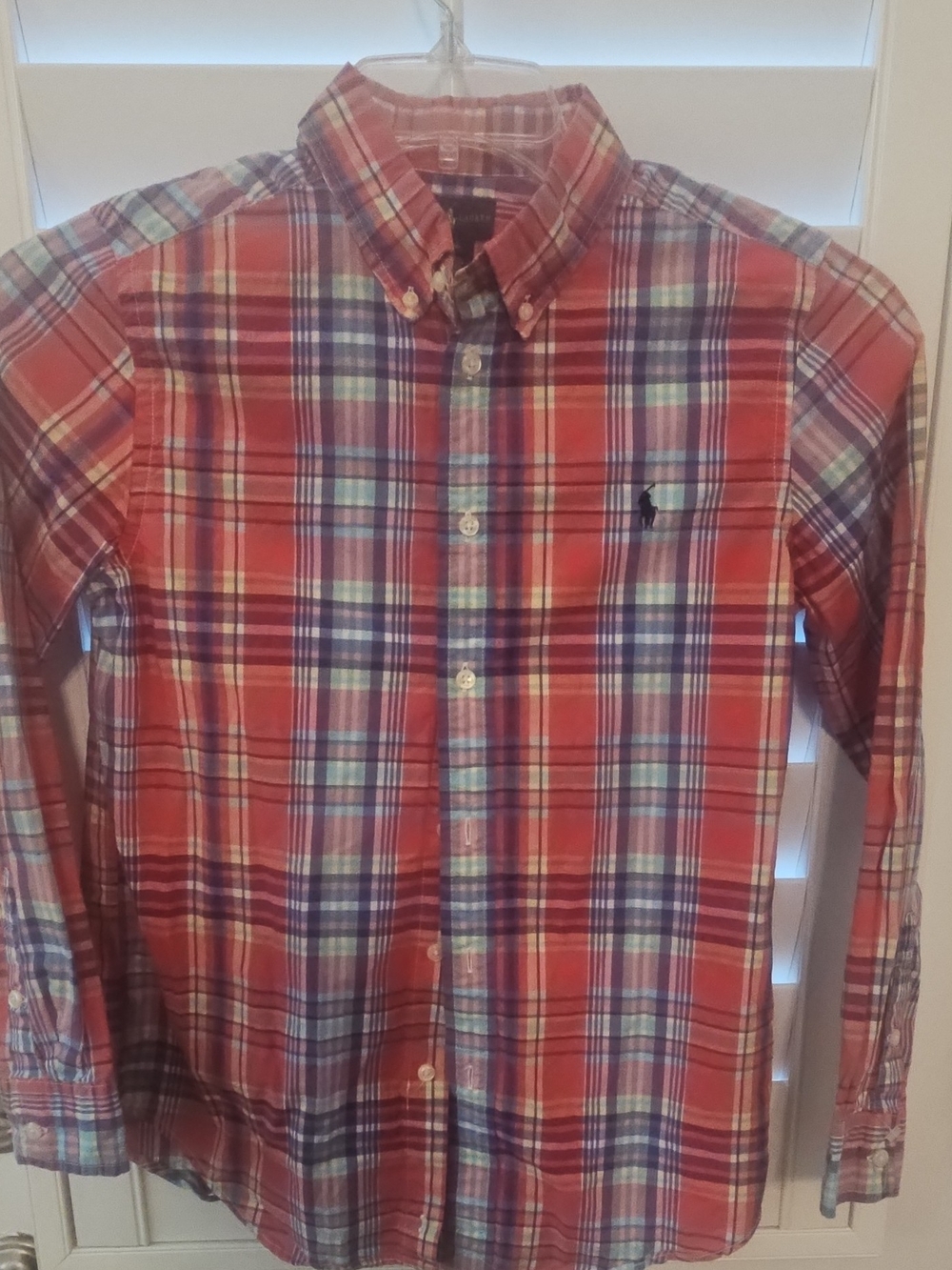 Ralph Lauren Red Multicolor Plaid Button-Down Shirt Kids Large (14-16)